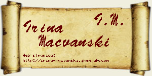 Irina Mačvanski vizit kartica